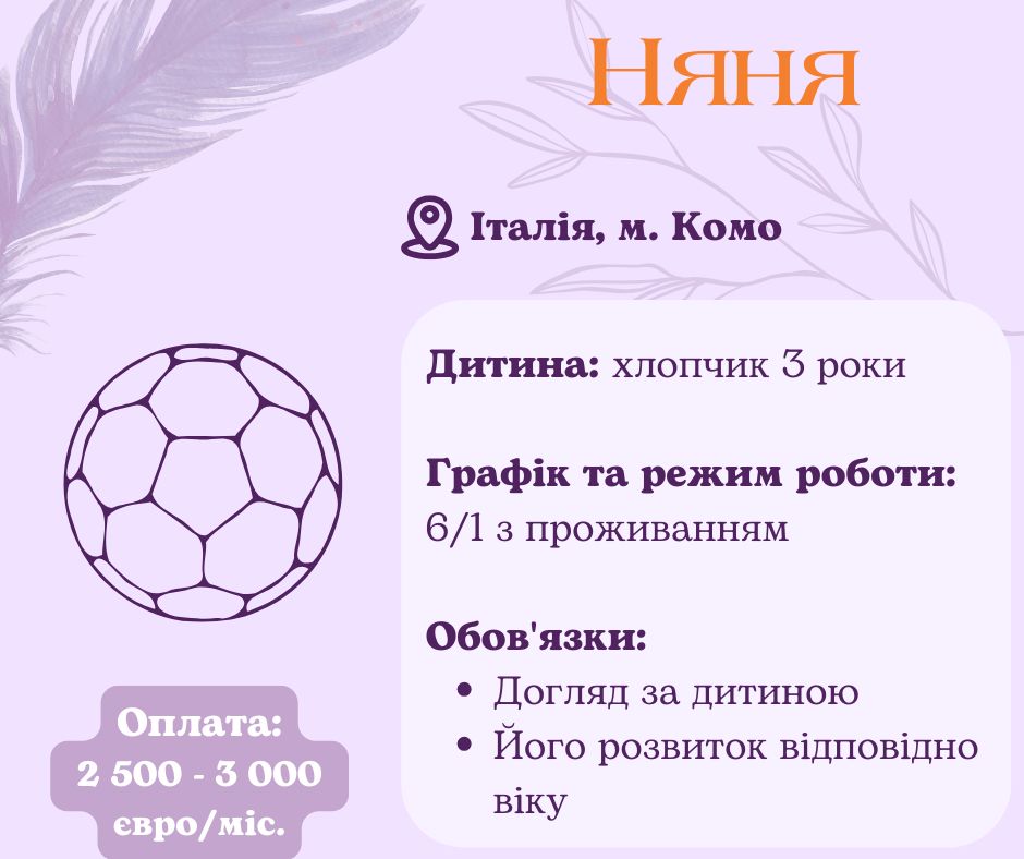 Няня з проживанням за кордон